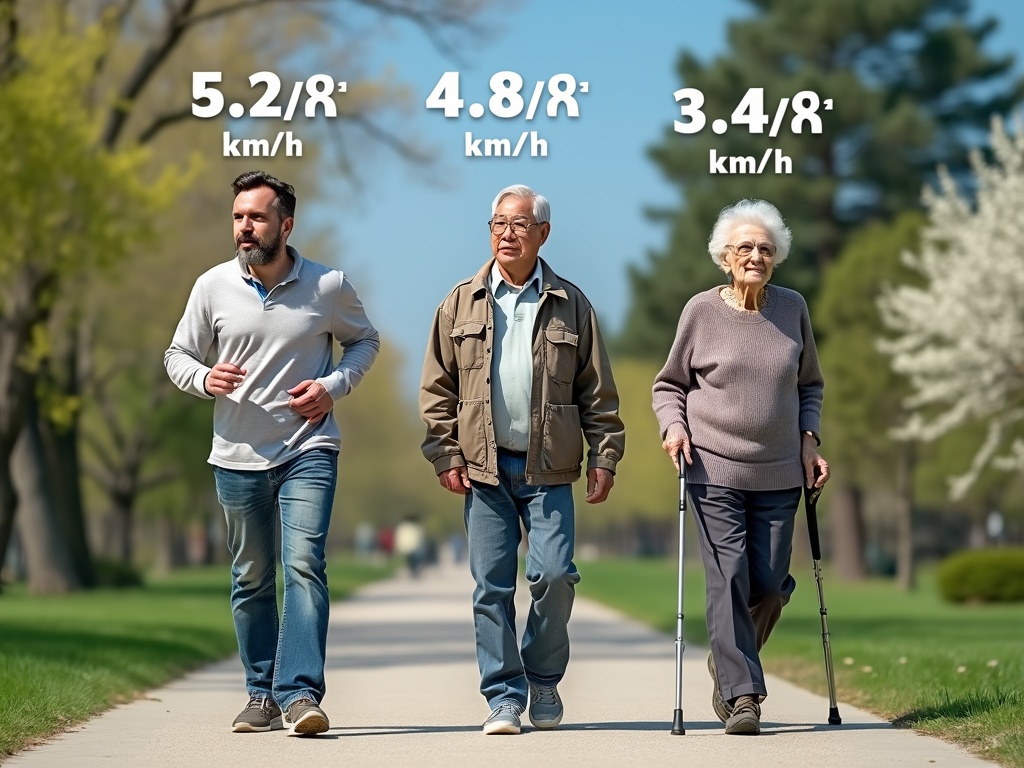 vitesse de marche selon âge kmh